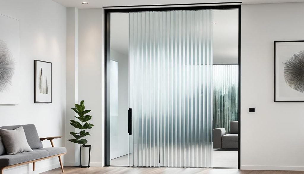 fluted glass door