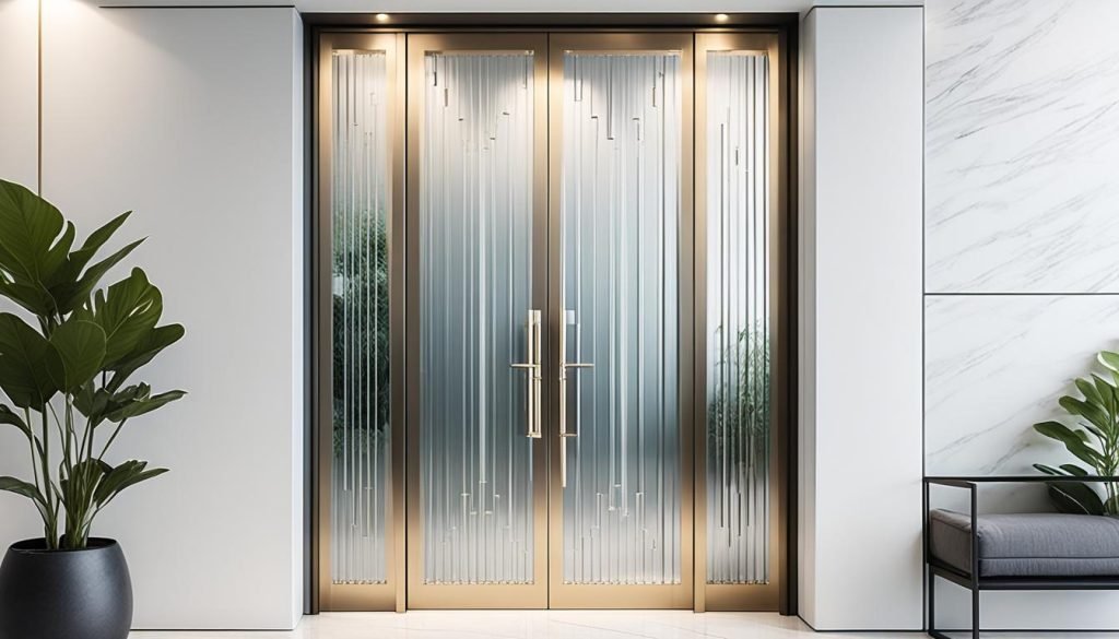 fluted glass door