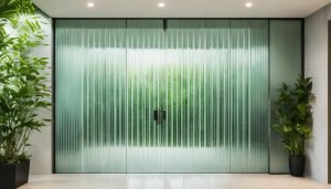 fluted glass door
