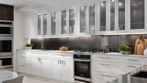 fluted glass kitchen cabinet