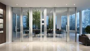 full height glass doors