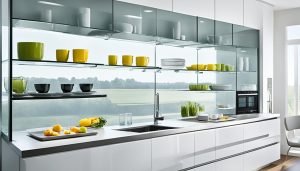 kitchen glass door shelving