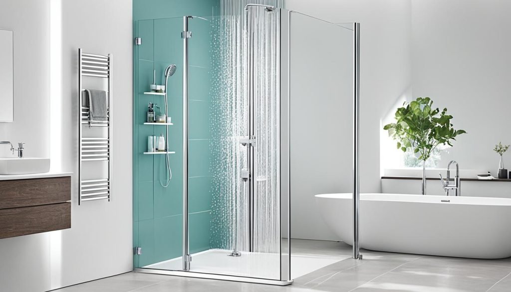 Folding glass shower screen