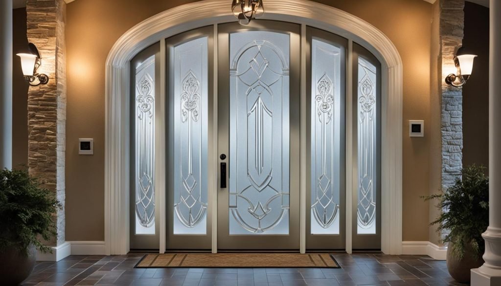 Frosted glass entry doors