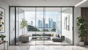 contemporary frameless sliding door