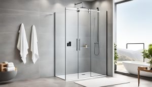 fixed panel shower screens, swinging shower doors, sliding shower doors, corner entry shower screens