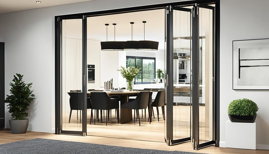 internal bifold doors with glass panels