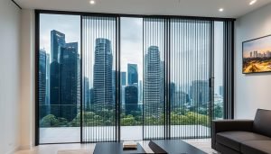 sliding doors with blinds between glass