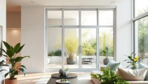 Enhancing natural light with semi-transparent glass doors