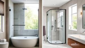 Popular shower designs including corner entry shower screens and framed vs. frameless styles