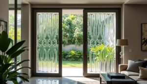 fluted glass door