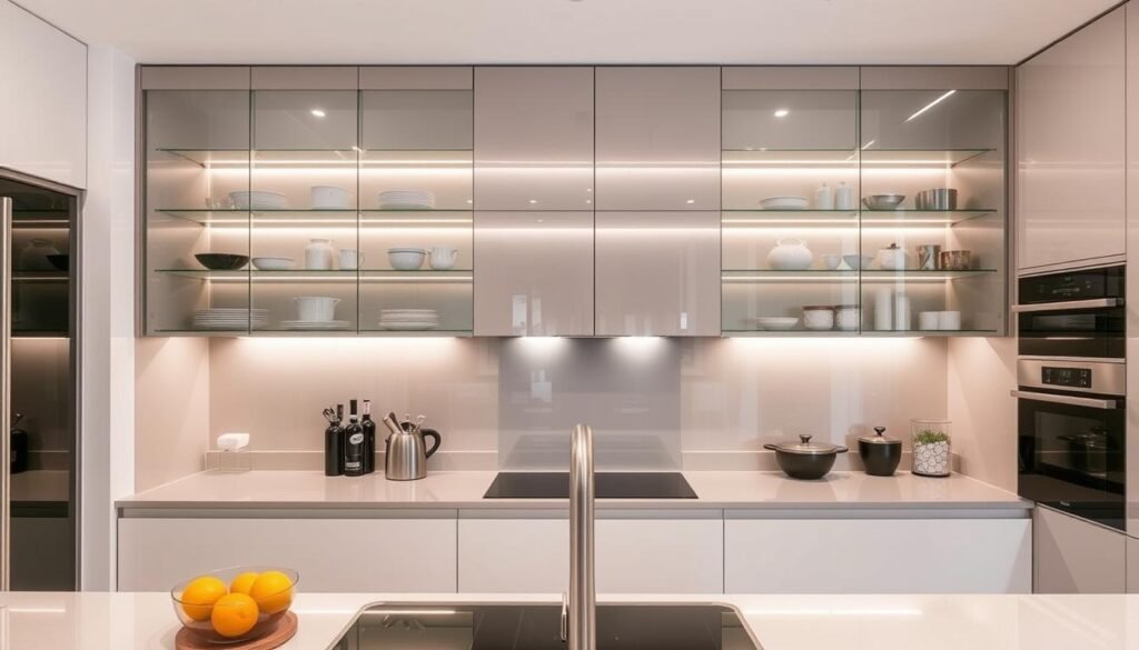 frameless glass kitchen cabinet doors