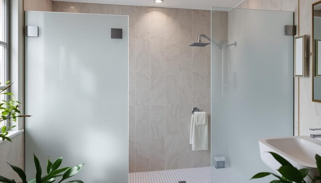 frosted glass shower screen