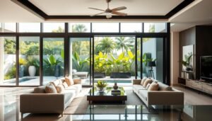 indoor-outdoor living with glass sliding doors